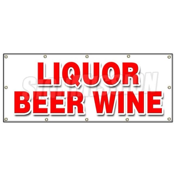 Signmission LIQUOR BEER WINE BANNER SIGN cold ice discount shelf brands atm malt B-120 Liquor Beer Wine - main